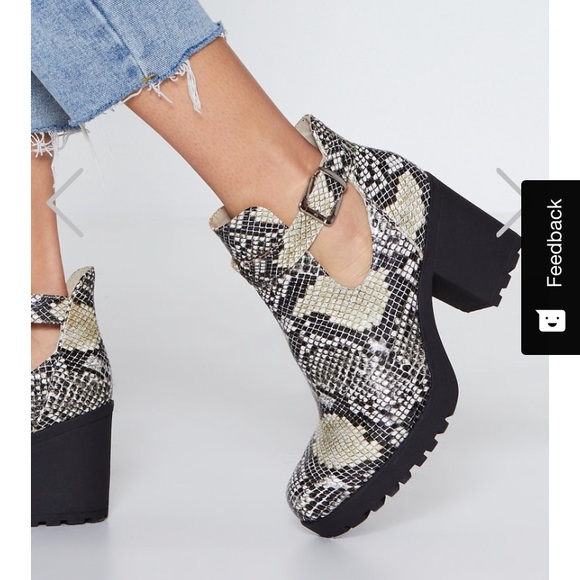 Nasty Gal Shoes - Snake print Moto boot